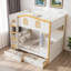 Lit superposé avec garde-corps en forme de maison, tablettes de rangement et tiroirs-739834497