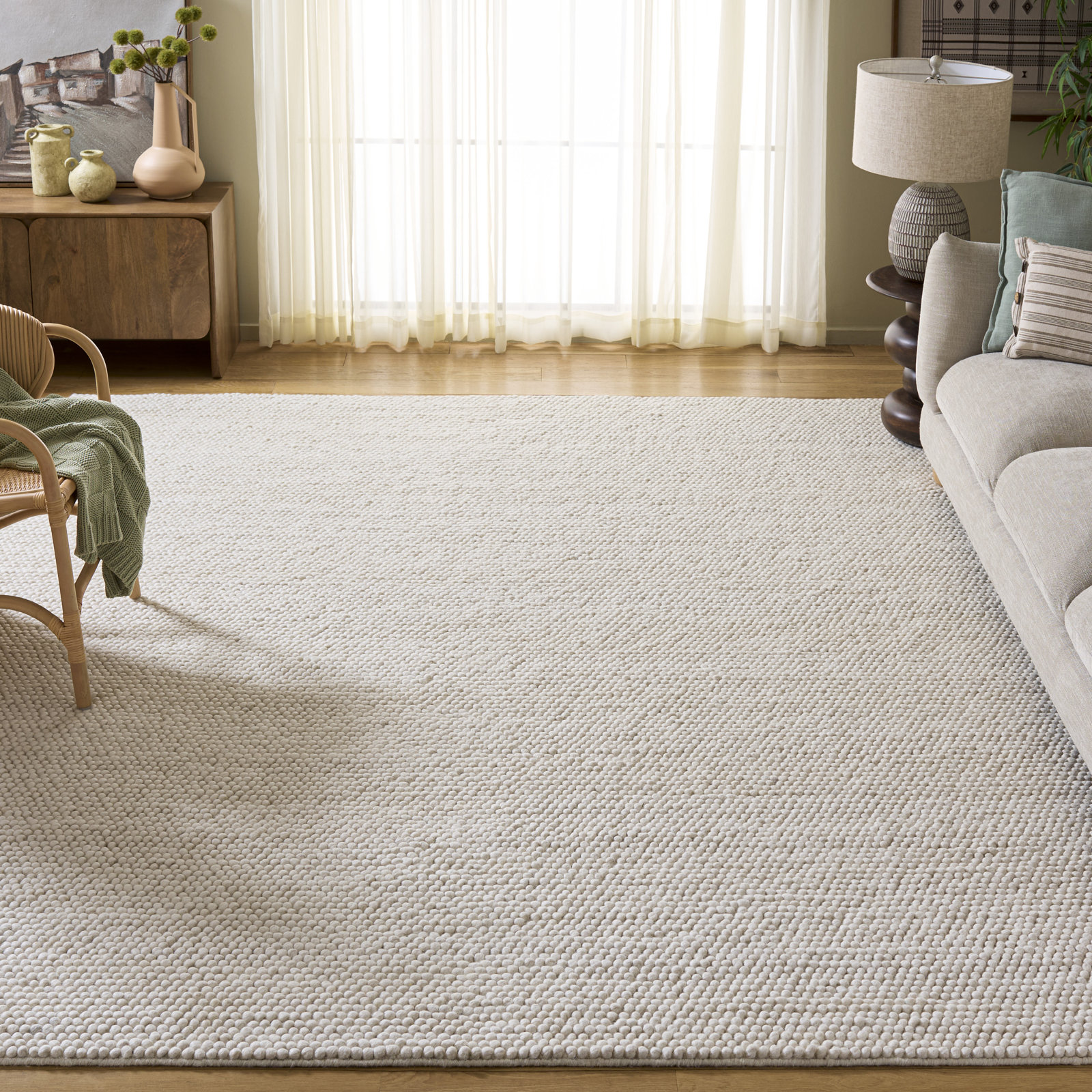 Elle Ivory Hand-Woven Wool Rug, Rectangle 10' x 14'