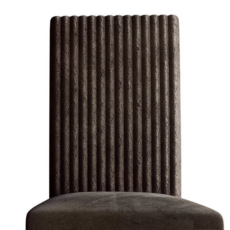 Wooden Dining Chair With Corduroy Cover, Brown