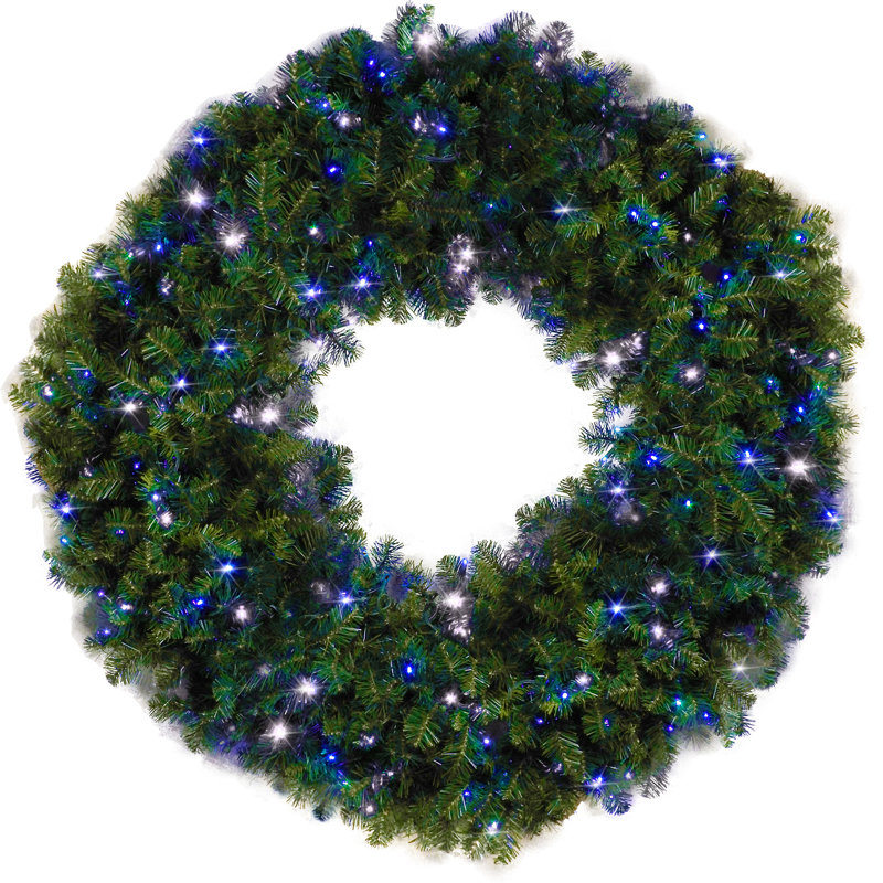 Faux Lighted Fir Wreath, 26" H x 12" W x 52" D