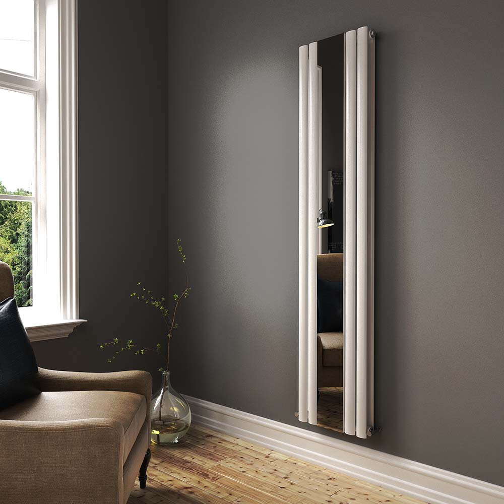 iBathUK Princia Double Panel Mirror Radiator Angled Valve