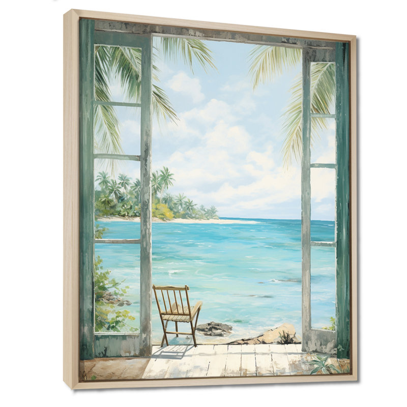 Windows at the beach II - Coastal Windows, reproduction d'art encadrée, Cadre flottant brun, H 32 po x l 16 po x P 1 po