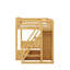 Grand lit mezzanine en bois avec escalier et garde-robe, lit superposé avec rangement sous le lit et tablettes ouvertes pour enfants et adolescents-1142433047