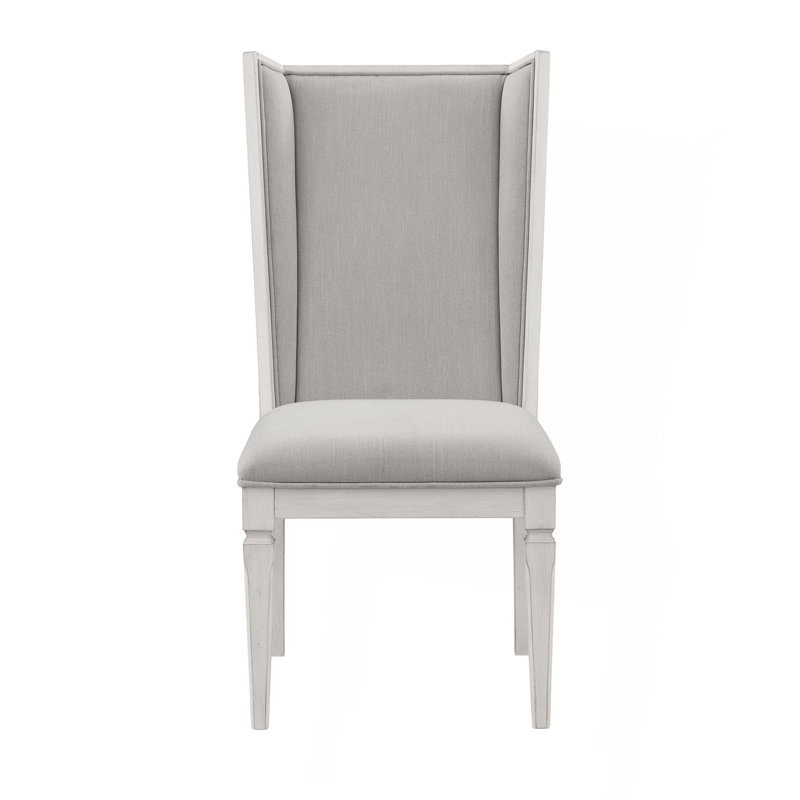 Chaise d'appoint en lin gris clair et blanc vieilli, ensemble de 2