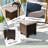 Wicker Outdoor Ottoman Set of 2, Outdoor Footstools for Patio with Removable Cushions, 3-in-1 PE Rattan Ottoman Seat, Footrest and Side Table for Backyard, Poolside-309721227