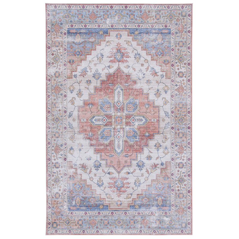 Allana Oriental Beige/Blue Area Rug, Rectangle 8' x 10'