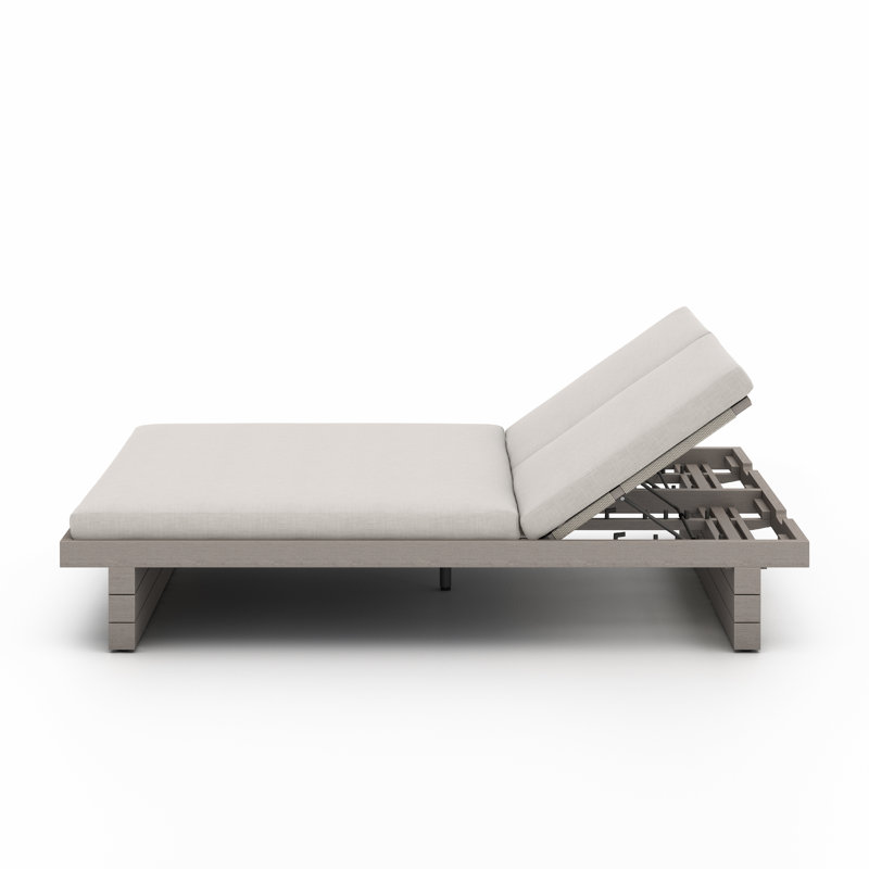 Leroy Outdoor Teak Chaise Lounge, Weathered Gray, Stone Gray