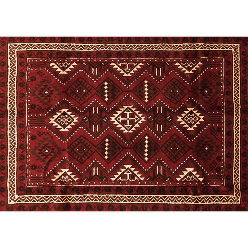 Tapis oriental en laine / polyester tissé à la machine 7 pi x 9 pi Fevzie