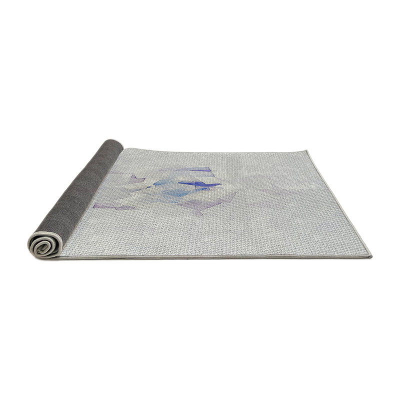 Tapis gris/bleu à motifs, Rond 5 pi