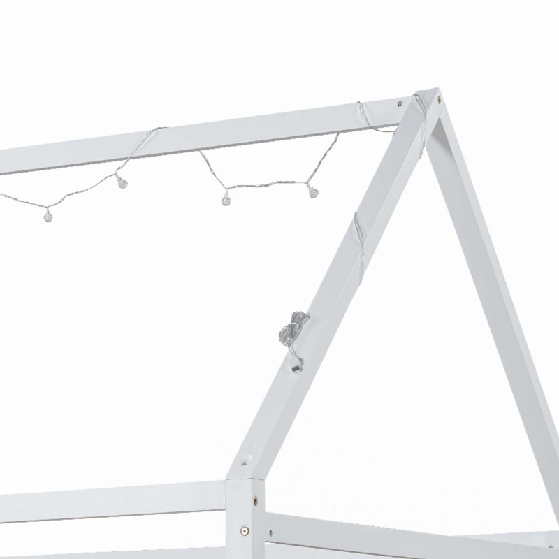 Lit maison avec garde-corps et DEL, Simple