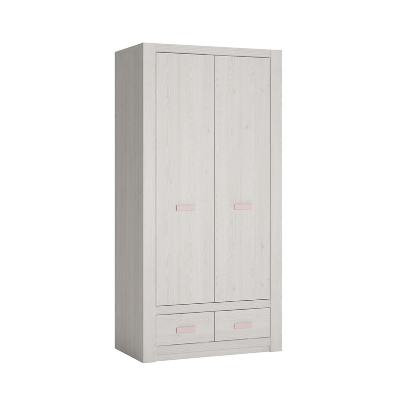 Hanley 2 Door Wardrobe, White/Pink