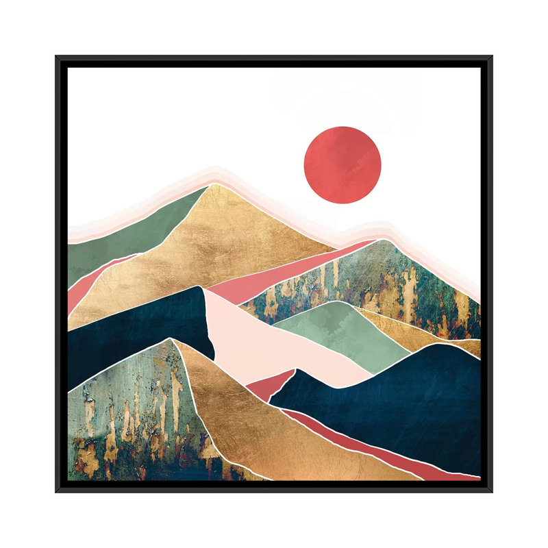 Printemps crépuscule - impression d'art graphique, Aucun mat, H 18 po x l 18 po x 1,5 po, Toile avec cadre noir