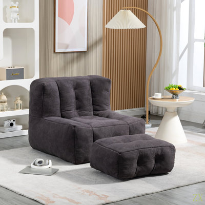 Fauteuil à billes Fluffy, fauteuil à billes confortable pour adultes, fauteuil paresseux super doux avec mousse à mémoire de forme et repose-pieds, fauteuil à billes d'intérieur moderne pour salon, chambre à coucher, appartement
