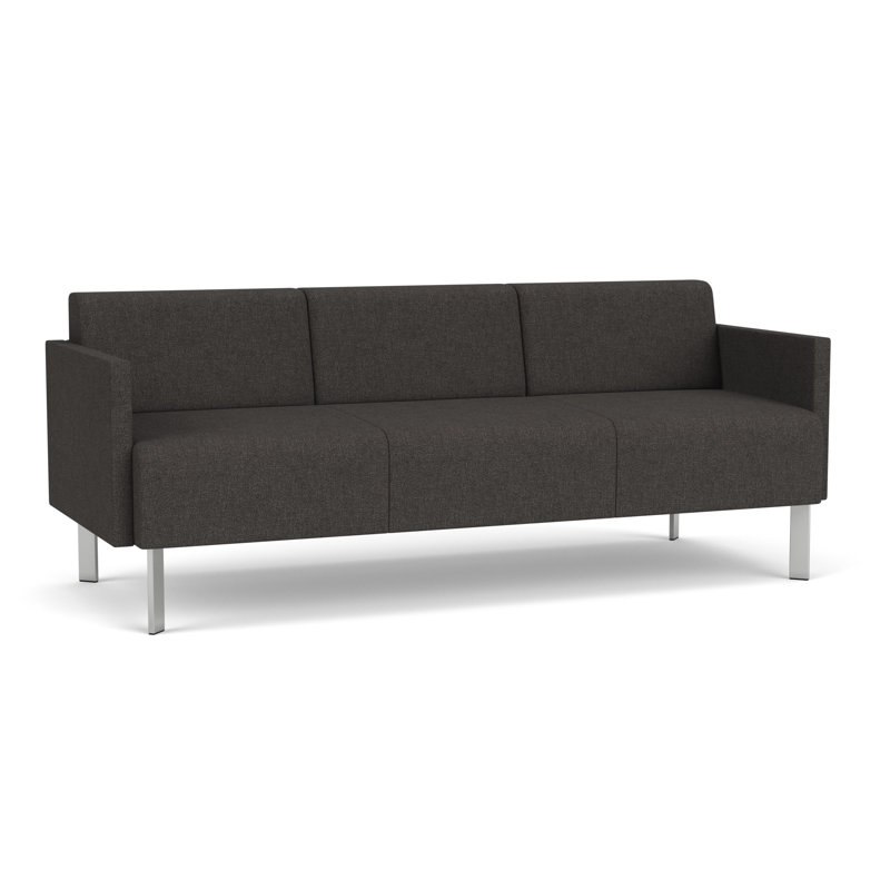 Luxe Lounge Reception Sofa, Silver Steel, Archetype Smoke