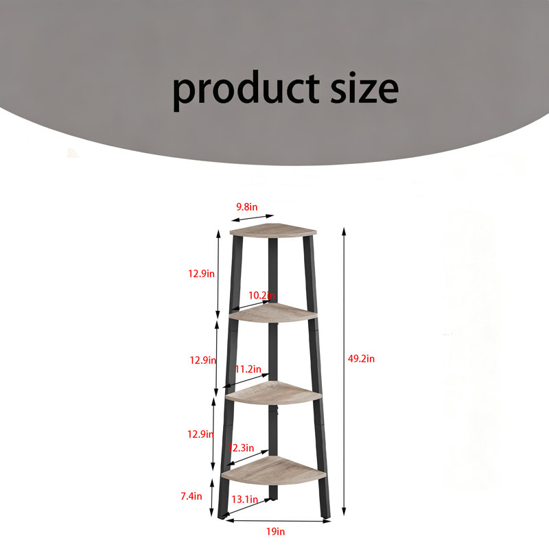 4-Tier Corner Ladder Shelf – Modern Space-Saving Display Rack, Rustic Brown