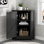 Armoire de rangement triangulaire noire pour salle de bain, avec tablette réglable, armoire moderne