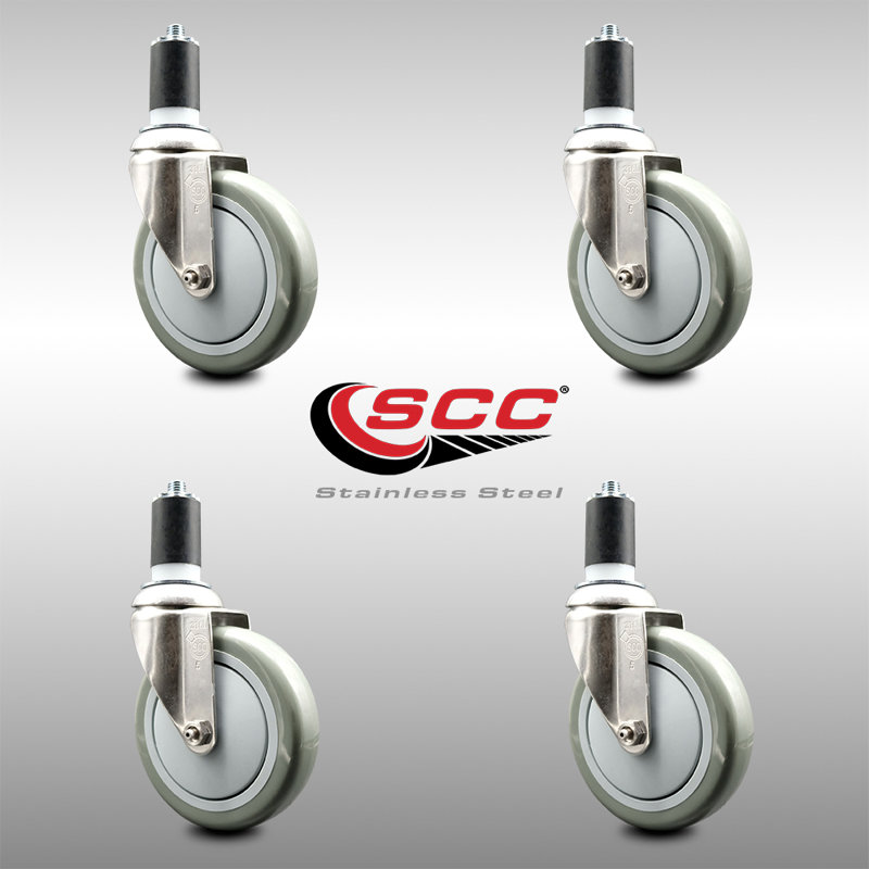 Roulettes pivotantes, H 5 po x l 5 po, gris
