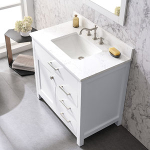 Mercury Row® Atencio 36'' Single Bathroom Vanity with Engineered Stone ...