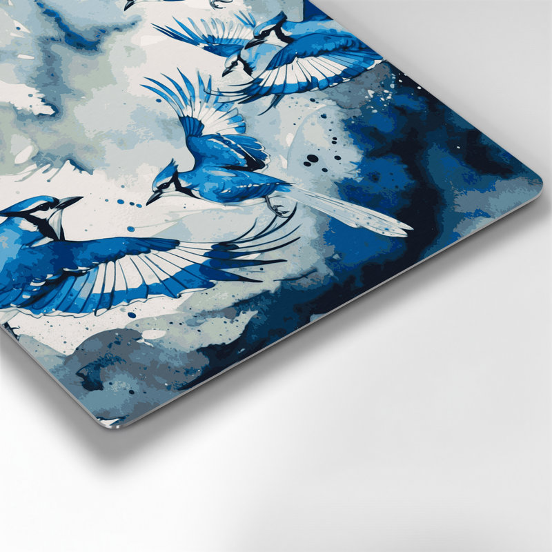 Oiseaux, geai bleu, vert, art mural en métal, H 384 po x l 384 po x P 0,05 po