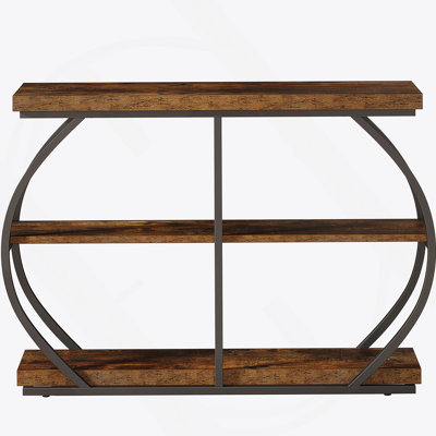 41.3-Inch Industrial Console Table With 3-Tier Storage, Arched Metal Frame, And Rustic Brown Finish For Modern Living