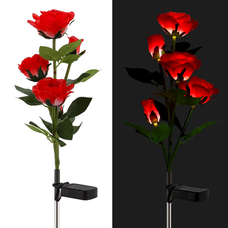 Solar Powered LED Multicolor Rose Pathway Lights