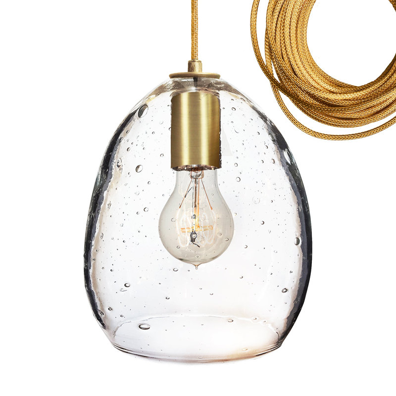 1 - Light Pendant, Matte Brass, Seeded, Yes