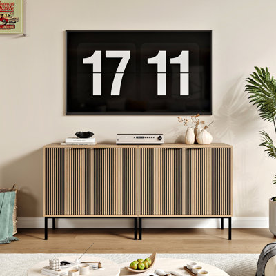 Adasha Modern TV Stand for Living Room, 58" W Manufacturer Wood Media Console with Open Shelves & Drawers, Fits 55 Inch TV