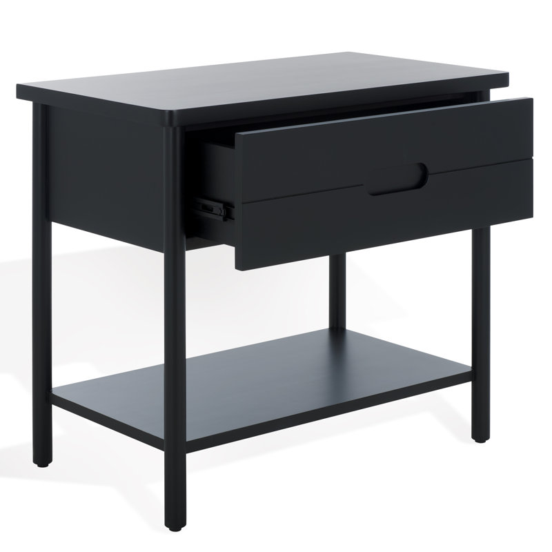 Fayletta 1 Drawer Wood Nightstand, Black