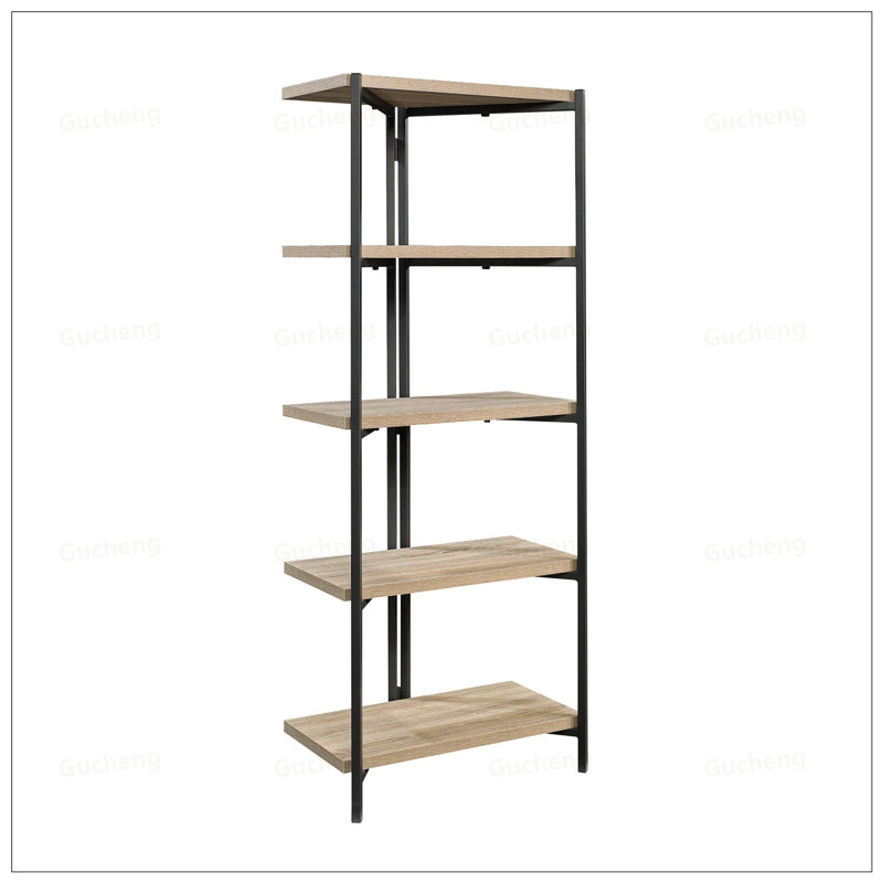 Sturdy Bookcase With Thick Shelves And Contemporary Metal Frame, Perfect For Heavy Items And Versatile Decor