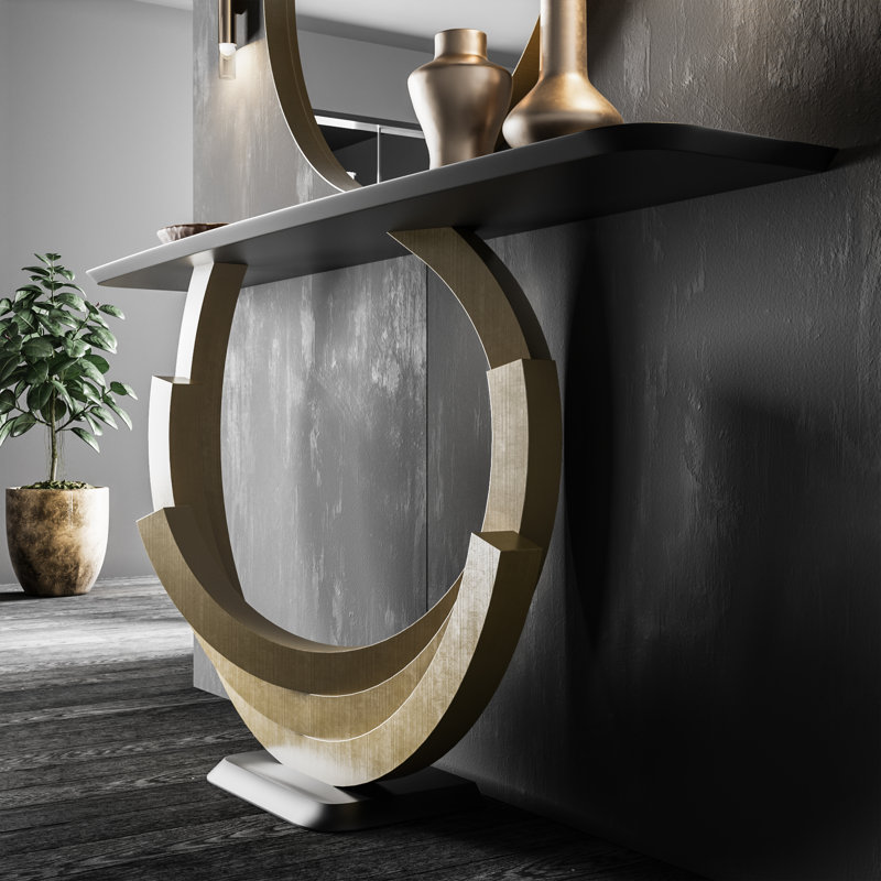 Console Table, Black/Gold, 31.5" H x 59" W x 13.78" D