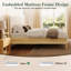 Linen Upholstered Platform Bed with Rounded Headboard and Solid Wood Legs-135867143