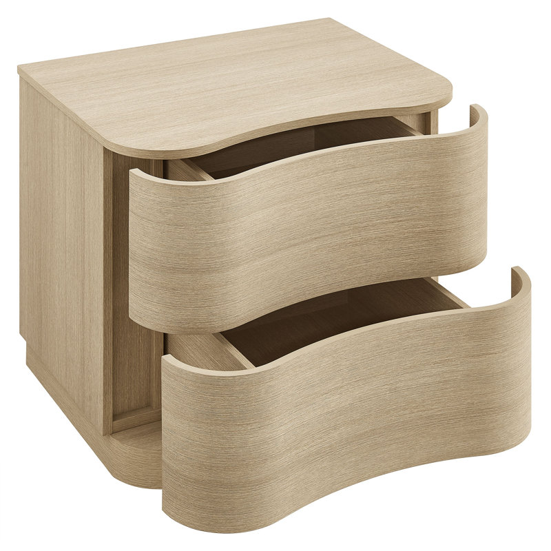 Table de chevet 2 tiroirs Mirae, Chêne clair brossé