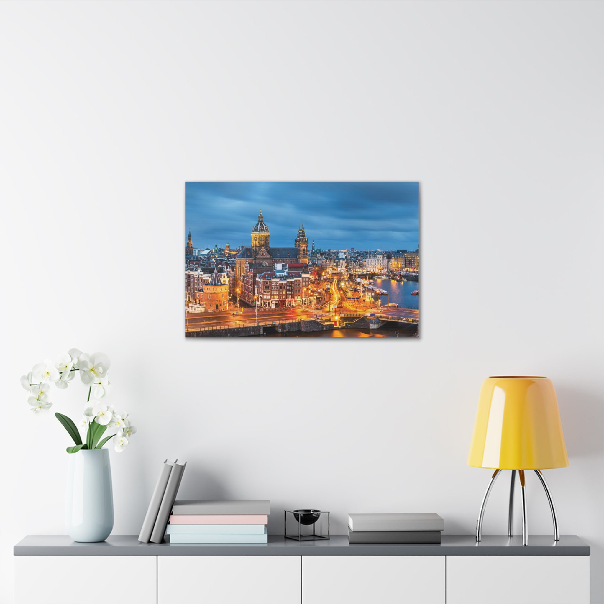 Latitude Run® Amsterdam Night Skyline Canvas Artwork Breathtaking ...