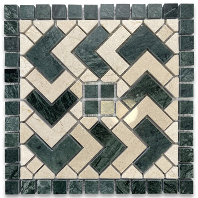 Carreau décoratif en marbre vert / beige 4 po x 4 po