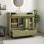 Meuble-lavabo vert 36 po avec lavabo en céramique, armoire de salle de bain multifonctionnelle avec porte et tablettes de rangement et tiroirs-1609656272
