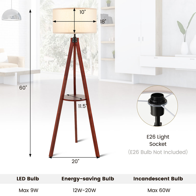Lampe trépied brune 60 po Brentney