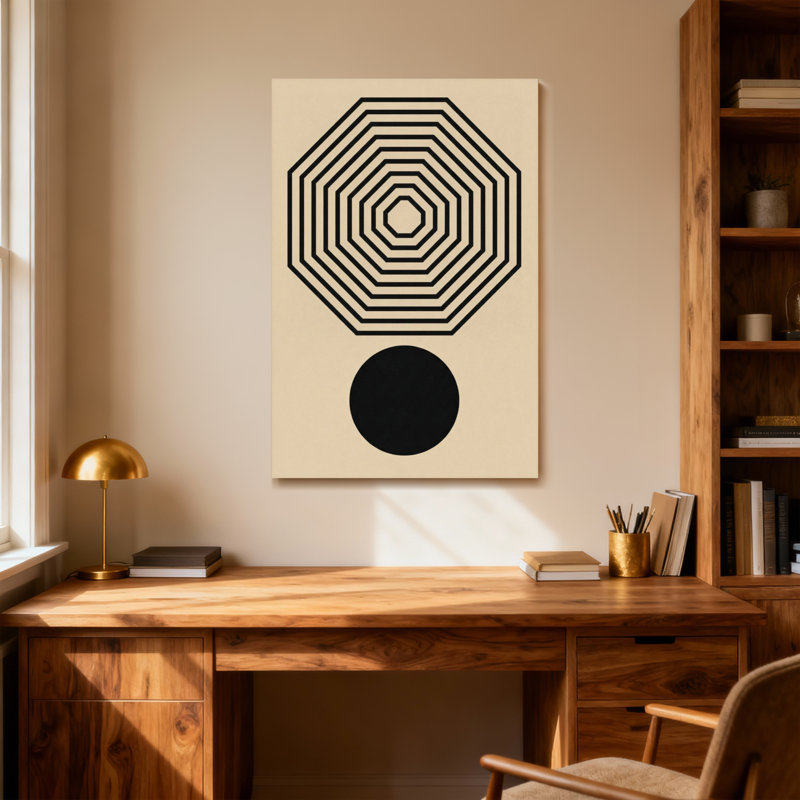 Fashion Geometric Octagon Pattern With Central Circle, 12" H x 18" W