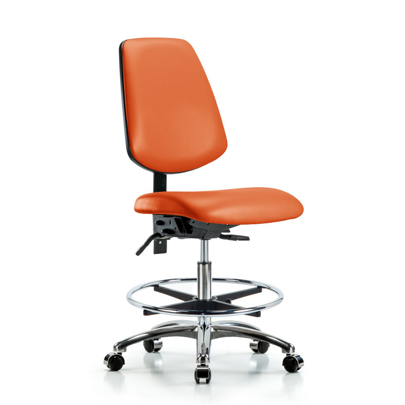 Aryana Vinyl Drafting Chair, Casters, Included, Orange