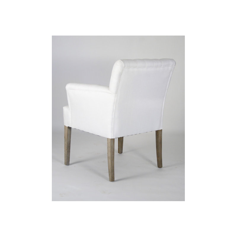 Barrois Armchair, White 100% Linen