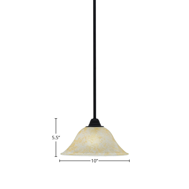 Paramount Stem Hung Pendant Shown In Matte Black Finish With 10" Amber Marble Glass