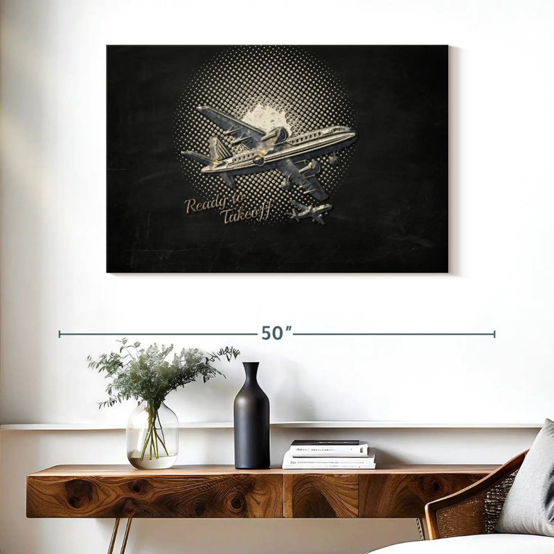 Avion au décollage Mehar, H 26 po x l 39 po
