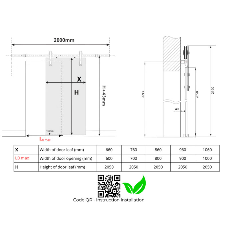 Ketterer Barn Door, Black, 1, 86cm x 205cm
