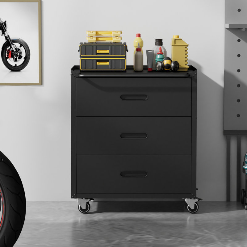 Armoire à outils amovible de 29,5 po de largeur avec tablettes réglables, Noir