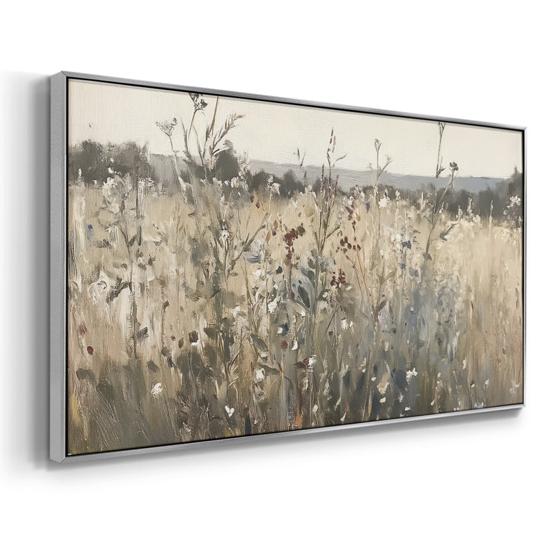 Série paysage - Cxxix - Toile tendue avec châssis encadré - Prêt à être accroché, H 17 po x l 33 po, Argent argent
