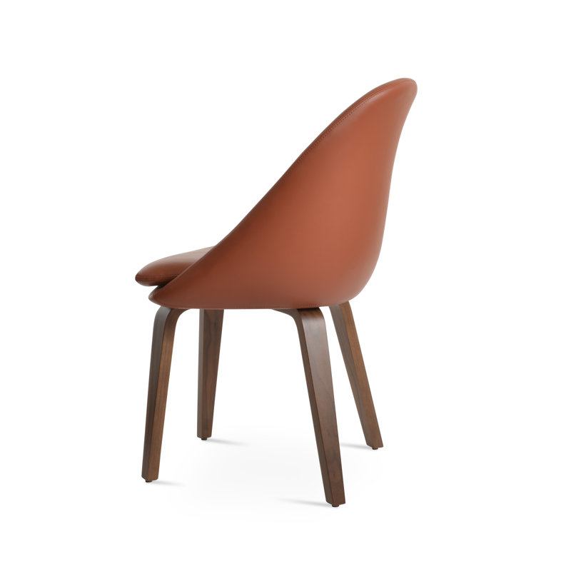 Chaise d'appoint rembourrée caramel, Cannelle, Noyer
