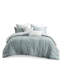 Édredon en coton double / grand - Rayures brodées de couleur naturelle et taies décoratives assorties à finition de couette pour lit