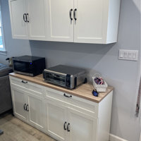 Slab 63'' W x 55.1'' H White Medium Density Fiberboard (MDF) Kitchen  Cabinet Set Ready-to-Assemble