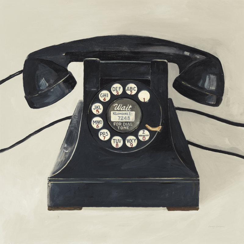 Téléphone classique sur crème, H 30 po x l 30 po, Non, Toile tendue