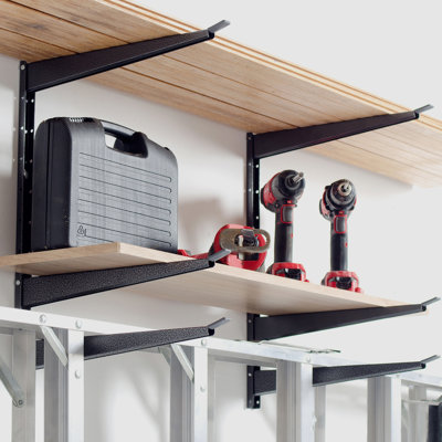 delta Heavy Duty Steel Wall Mounted Adjustable 3-Tier Lumber Storage Garage Rack