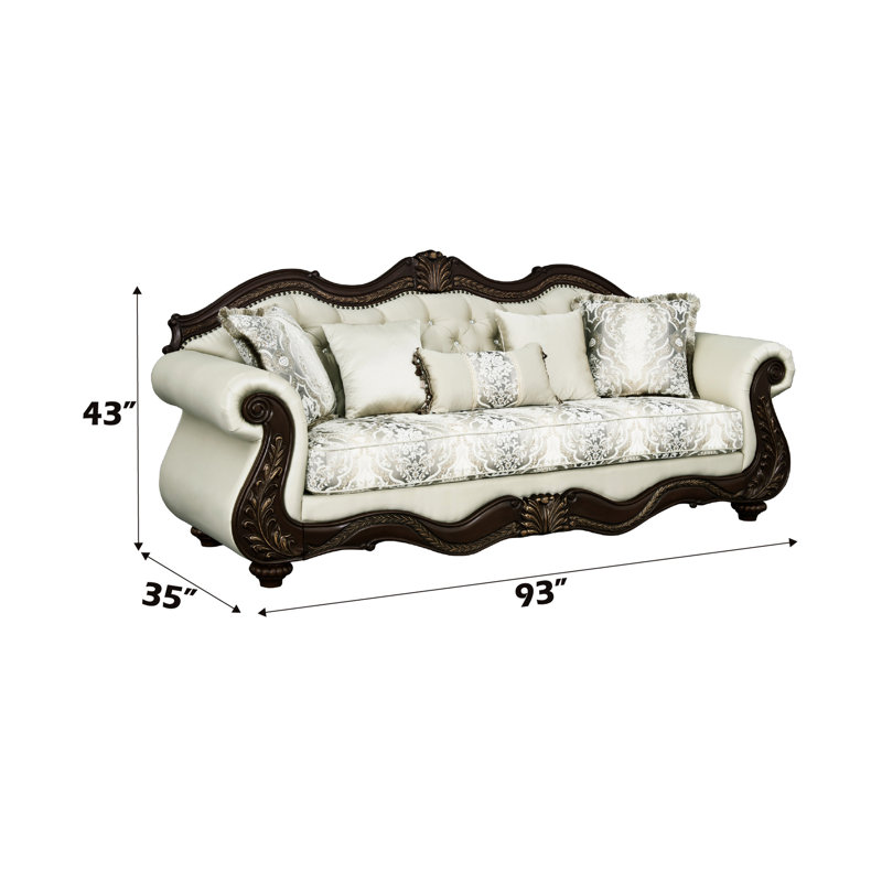 Beige chaud avec bordure en cerisier - Pieds astucieusement conçus pour l'élégance Finition attrayante du tissu Profondeur d'assise confortable